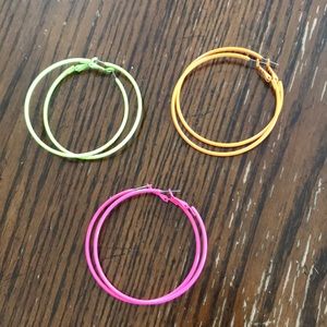 Set of 3 Neon Hoop Earrings